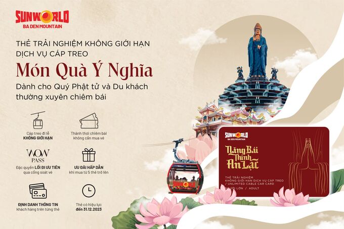 Trải nghiệm loạt lễ hội tại núi Bà Đen với thẻ trải nghiệm dịch vụ cáp treo không giới hạn