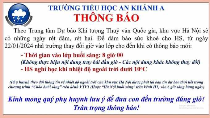 Trường học Hà Nội lên phương án chăm sóc trẻ trong những ngày rét đậm