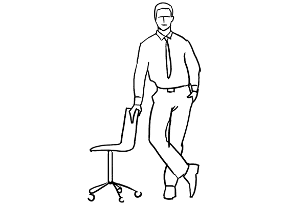 Tư thế 15: Sử dụng một chiếc ghế làm điểm tựa sẽ khiến bức ảnh chân dung chụp toàn thân  trông duyên dáng, thú vị hơn. Tư thế này thích hợp khi bạn muốn giới thiệu một con người rất năng động