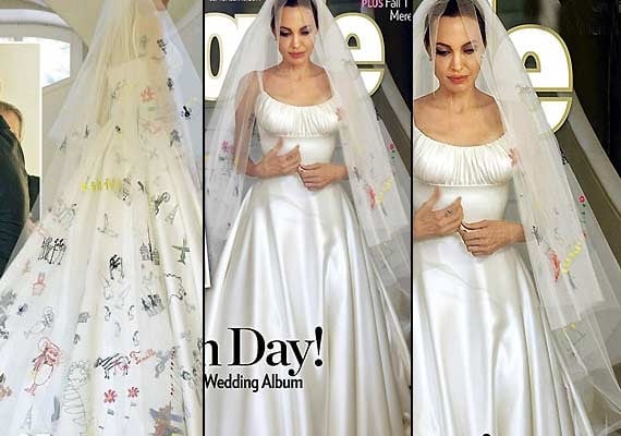 Cận cảnh váy cưới đậm hương vị gia đình của Angelina Jolie