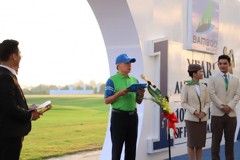 Ông Nguyễn Ngọc Trọng, Phó Tổng Giám đốc Hãng hàng không Bamboo Airways, Trưởng BTC giải Bamboo Airways 18/8 Golf Tournament 2019 phát biểu tại lễ khai mạc của giải đấu