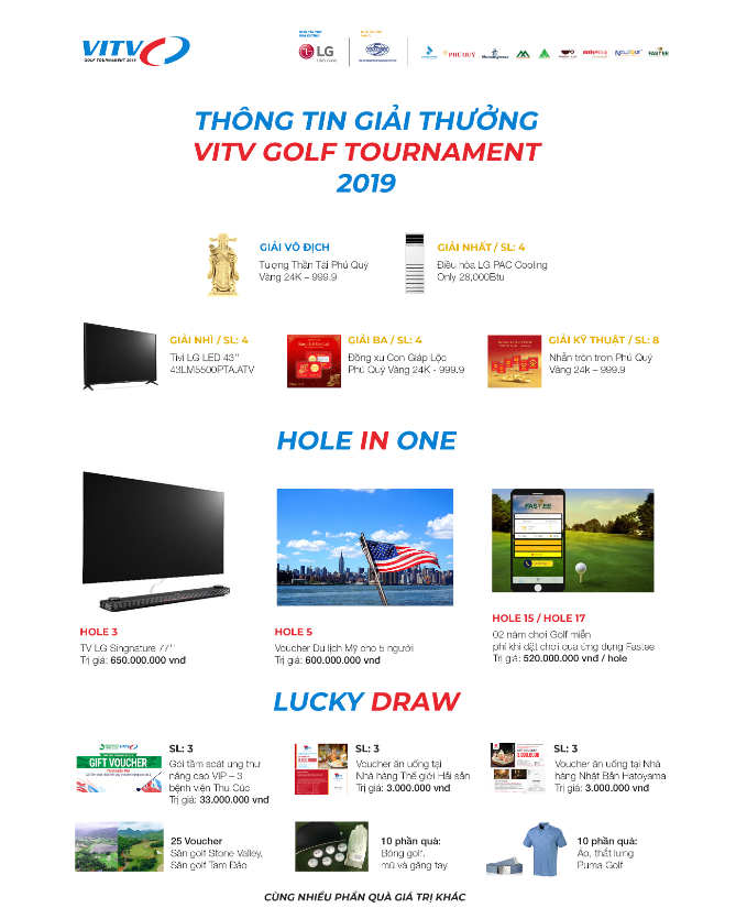 Cơ cấu giải thưởng hấp dẫn của VITV Golf Tournament 2019
