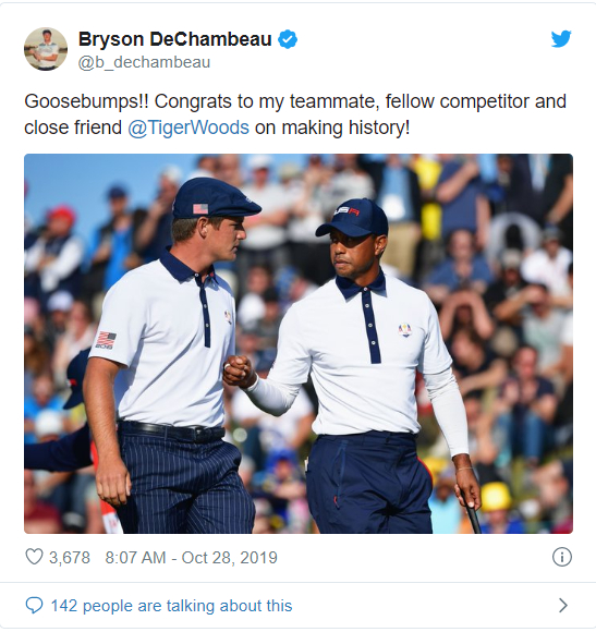 Bryson DeChambeau đăng tải trên Twitter: Một chiến thắng 
