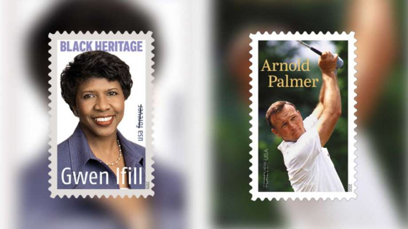Cùng với huyền thoại golf Arnold Palmer, nữ nhà báo Gwen Ifil cũng là một phần của bộ sưu tập năm 2020 từ U.S. Postal Service