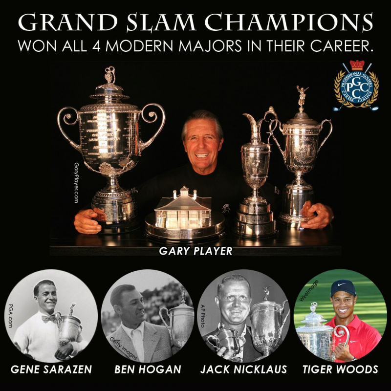 Nicklaus và Woods là hai trong số năm người giành được Grand Slam trong sự nghiệp nhiều hơn một lần