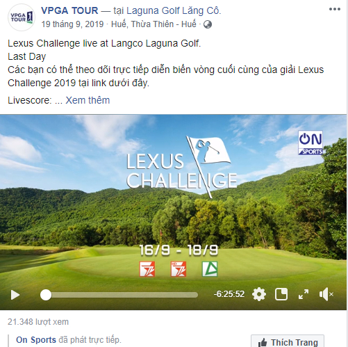 Lexus Challenge 2019 được livestream trực tiếp trên fanpage On Sports