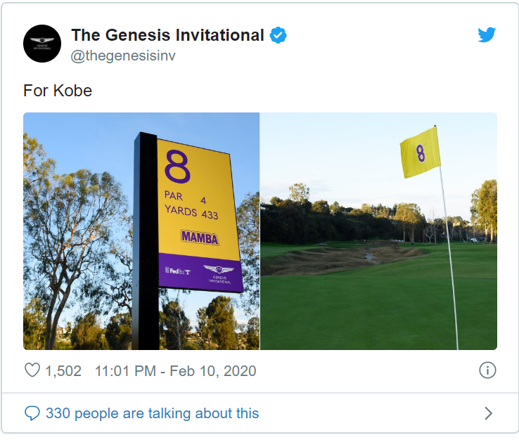 Thông báo trên Twitter chính thức của Genesis Invitational cùng dòng chữ 