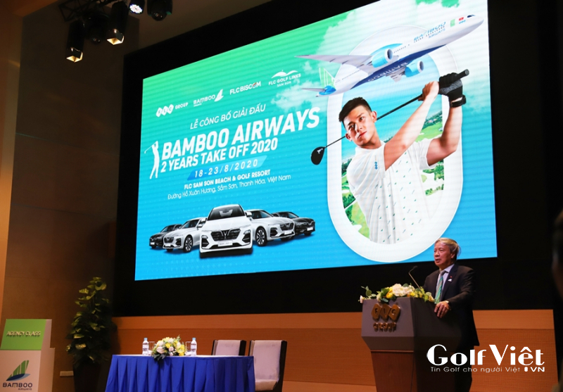 Ông Nguyễn Ngọc Trọng, Phó TGĐ Hãng hàng không Bamboo Airways giới thiệu về giải golf kỷ niệm hai năm ra mắt Bamboo Airways