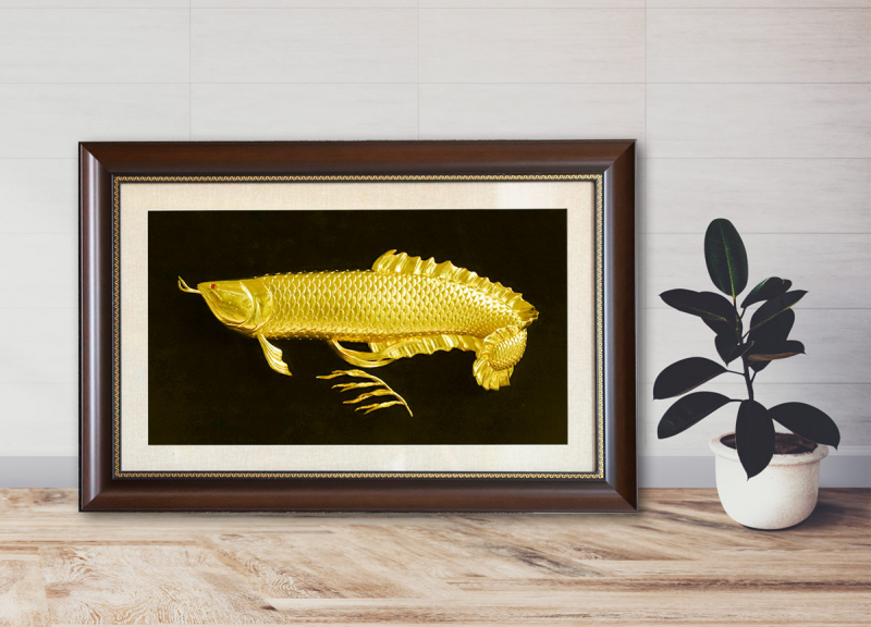 Tranh cá Rồng của Golden Gift Việt Nam được mạ vàng thật bằng phương pháp điện phân