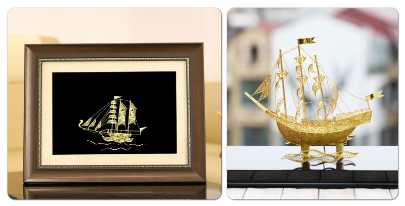 Mô hình thuyền buồm phong thủy mạ vàng - quà tặng ý nghĩa cho những người Cha là doanh nhân