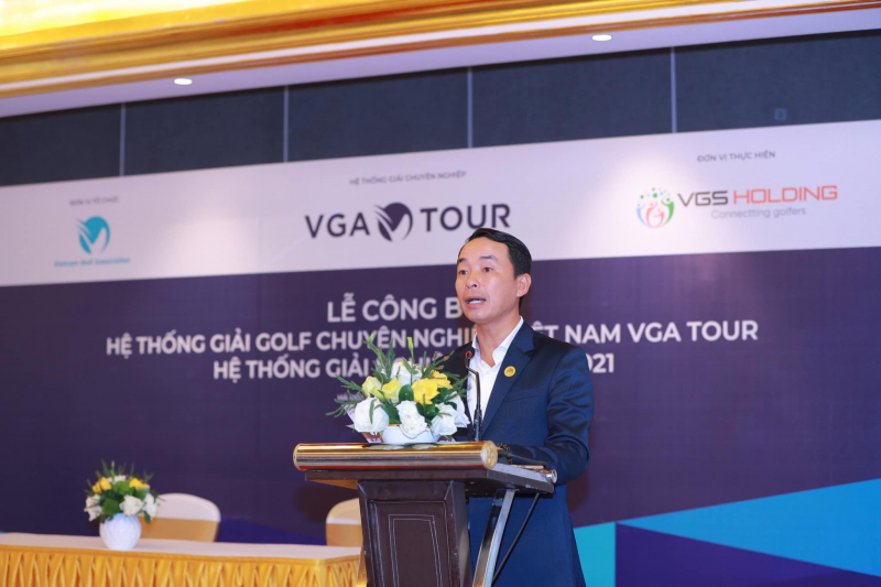 Ông Lê Hùng Nam, Tổng thư ký Hiệp hội Golf Việt Nam phát biểu tại Lễ công bố sáng 29/12 (Ảnh: VGA)