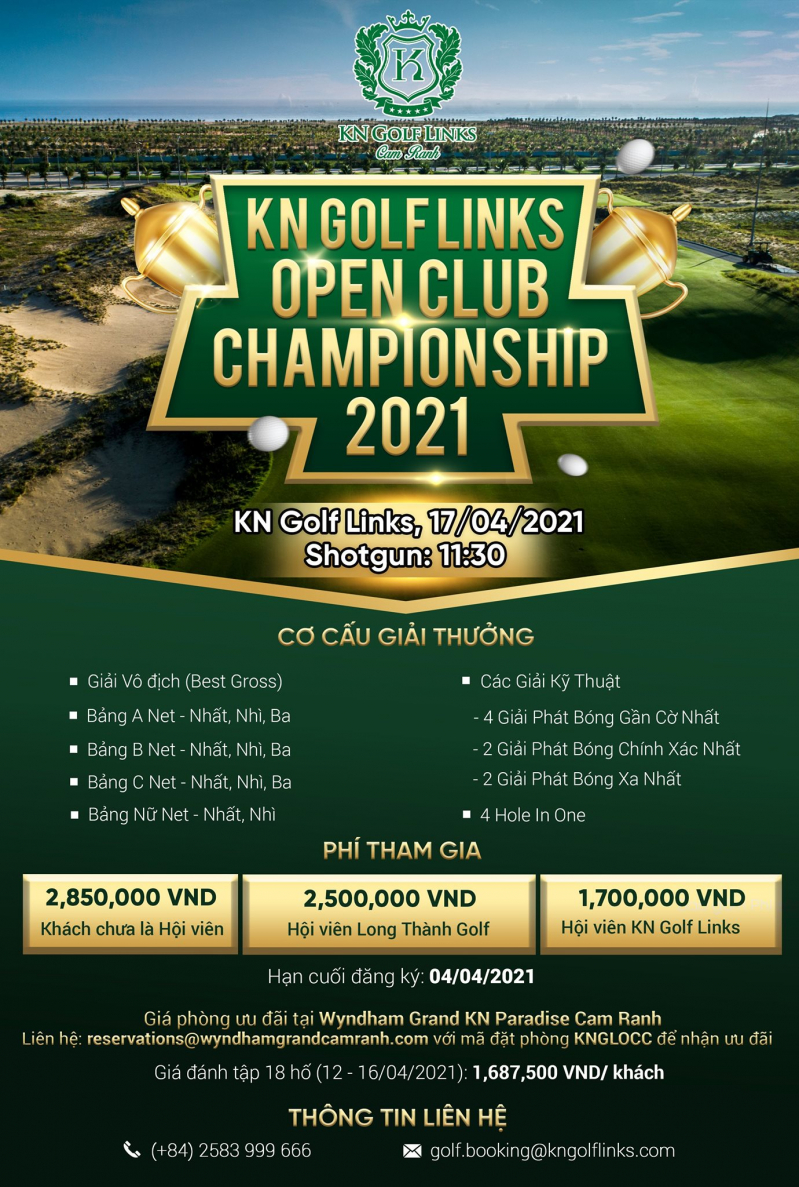 Thông tin chi tiết về giải Vô địch CLB KN Golf Links Mở rộng 2021