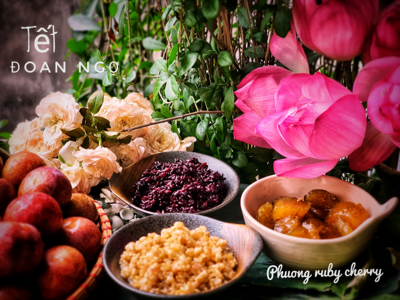Những món ăn truyền thống ngày Tết Đoan Ngọ. Ảnh: Phương Ruby Cherry
