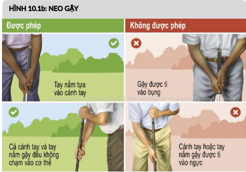 Hành động được phép và không được phép theo luật 10.1 (Ảnh: Luật golf tiếng Việt của TT Phan Ngọc Tâm & Khoa Trần)
