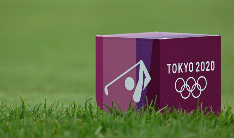 Hộp đánh dấu khu vực phát bóng (tee box) ở Thế vận hội Tokyo 2020