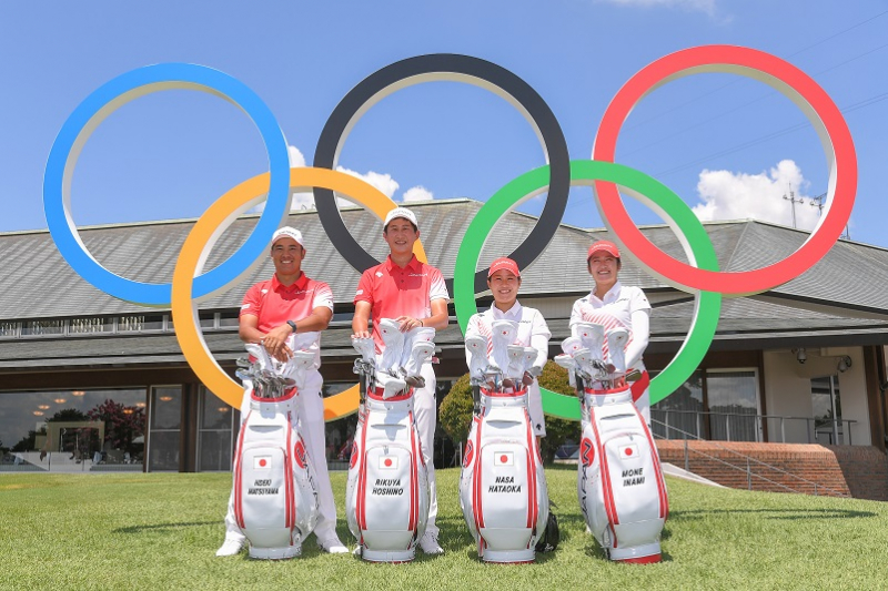Đội tuyển golf Olympic Nhật Bản (từ trái qua): Hideki Matsuyama, Rikuya Hoshino, Nasa Hataoka và Mone Inami