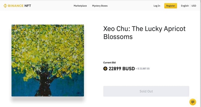 Bức Hoa mai may mắn của họa sĩ nhí Xèo Chu được số hoá và bán trên Binance NFT (Ảnh: VnExpress)