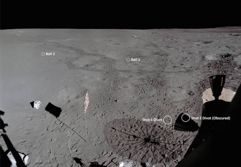 Một hình ảnh từ NASA, được đăng trên trang web USGA, cho thấy vị trí của những quả bóng golf mà Shepard đã đánh vào năm 1971.