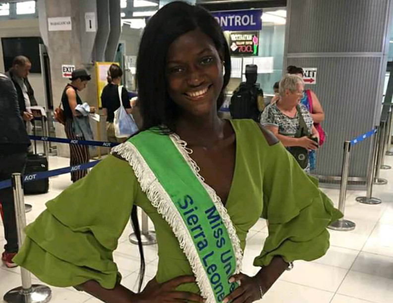 Hoa hậu Sierra Leone tại sân bay Thái Lan