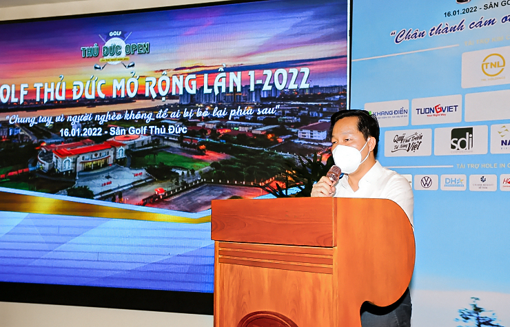 Ông Hoàng Tùng, Chủ tịch UBND TP.Thủ Đức phát biểu tại Lễ khai mạc Giải Golf Thủ Đức mở rộng lần thứ 1-2022