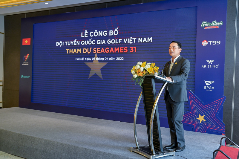 Ông Lê Hùng Nam phát biểu tại Lễ Công bố Đội tuyển Quốc gia Golf tham dự SEA Games 31