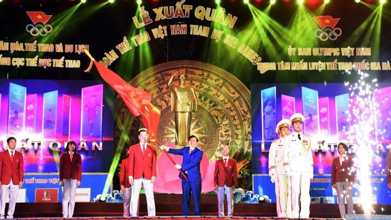 Lễ xuất quân của Đoàn thể thao Việt Nam dự SEA Games 30 ở Philippines (ảnh: PLVN)