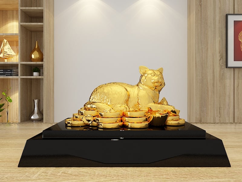 Tượng mèo phong thuỷ mạ vàng do Golden Gift Việt Nam chế tác