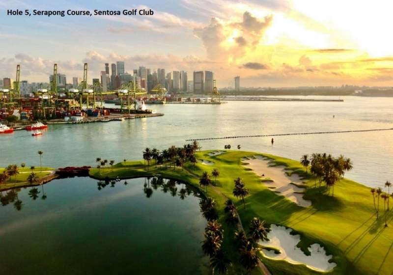Quang cảnh hố 5, sân Serapong ở Sentosa Golf Club, Singapore