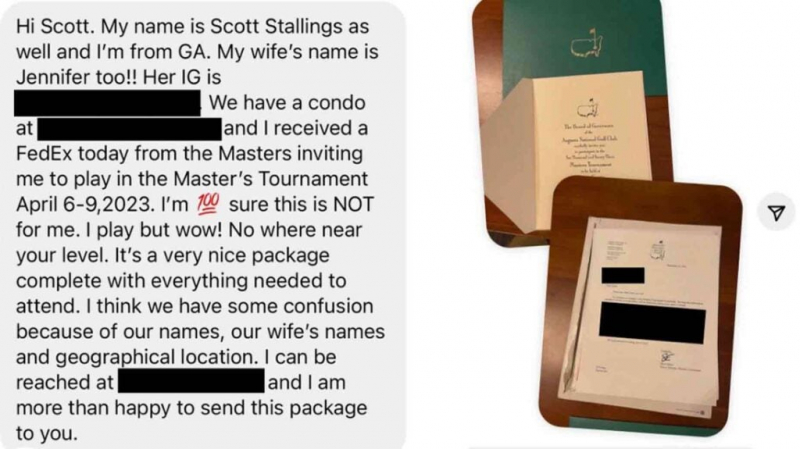 Stallings kể câu chuyện về thư mời The Masters của mình trên Twitter