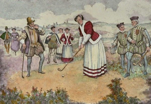 Tranh tái hiện khoảnh khắc Nữ hoàng Mary chơi golf