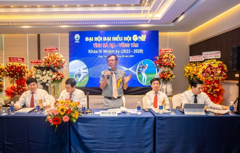 Ông Nguyễn Phước Lộc, Chủ tịch Hội Golf tỉnh nhiệm kỳ 2017-2022 phát biểu