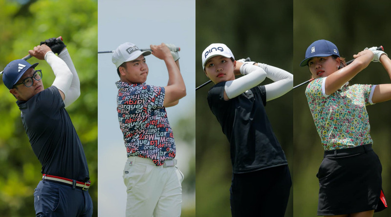 Nhất Long, Đặng Minh, Chúc An, Bảo Nghi (từ trái qua) sẽ đại diện golf Việt Nam đấu Asiad 19