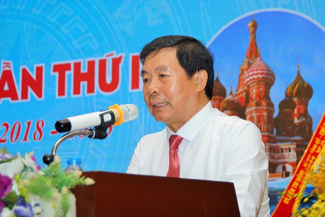 Phó Chủ tịch thường trực Trung ương Hội, Thiếu tướng Trịnh Quốc Khánh phát biểu tại Đại hội III Hội Hữu nghị Việt - Nga tỉnh Thanh Hóa