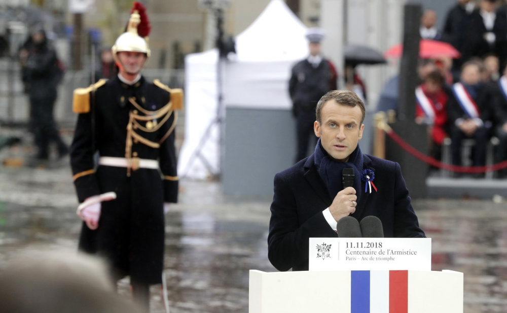 Tổng thống Pháp Emmanuel Macron phát biểu trong Lễ kỷ niệm