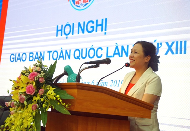 Chủ tịch Liên hiệp các tổ chức hữu nghị Việt Nam Nguyễn Phương Nga phát biểu tại Hội nghị