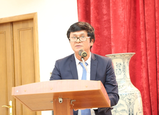 Chủ tịch Hội Hữu nghị Việt - Nga Trần Bình Minh phát biểu tại Hội nghị