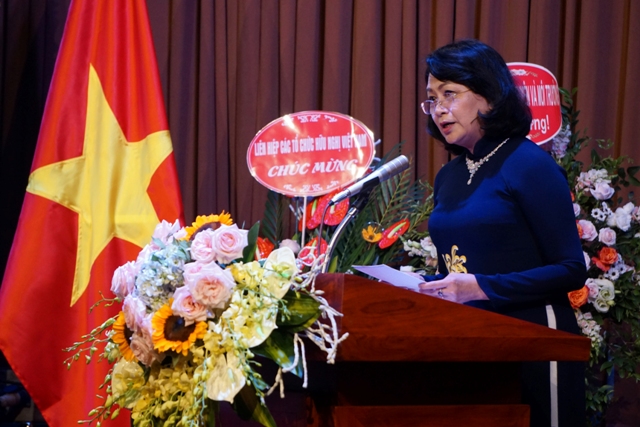 Phó Chủ tịch nước Đặng Thị Ngọc Thịnh phát biểu tại Lễ kỷ niệm.  Ảnh: TIẾN DŨNG
