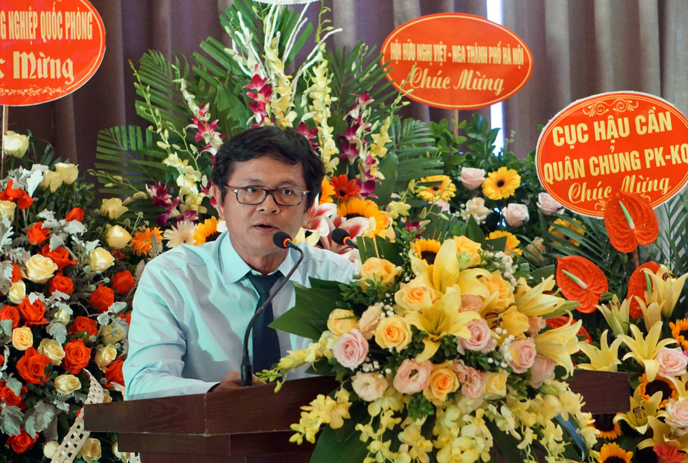 Chủ tịch Hội Hữu nghị Việt-Nga Trần Bình Minh phát biểu tại Lễ kỷ niệm  Ảnh: TIẾN DŨNG