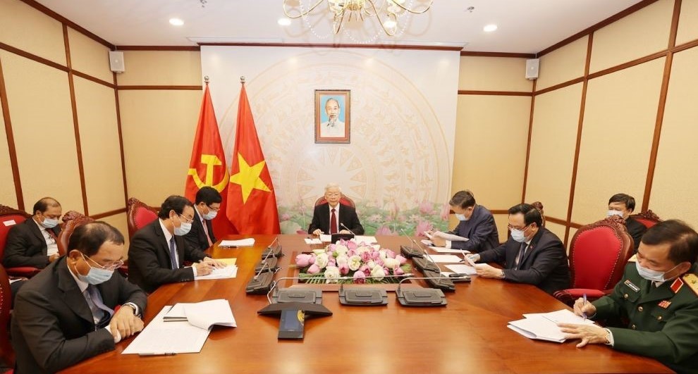 Tổng Bí thư, Chủ tịch nước Nguyễn Phú Trọng điện đàm trực tiếp với Tổng Bí thư, Chủ tịch nước Lào Bounnhang Vorachith, ngày 13-8-2020