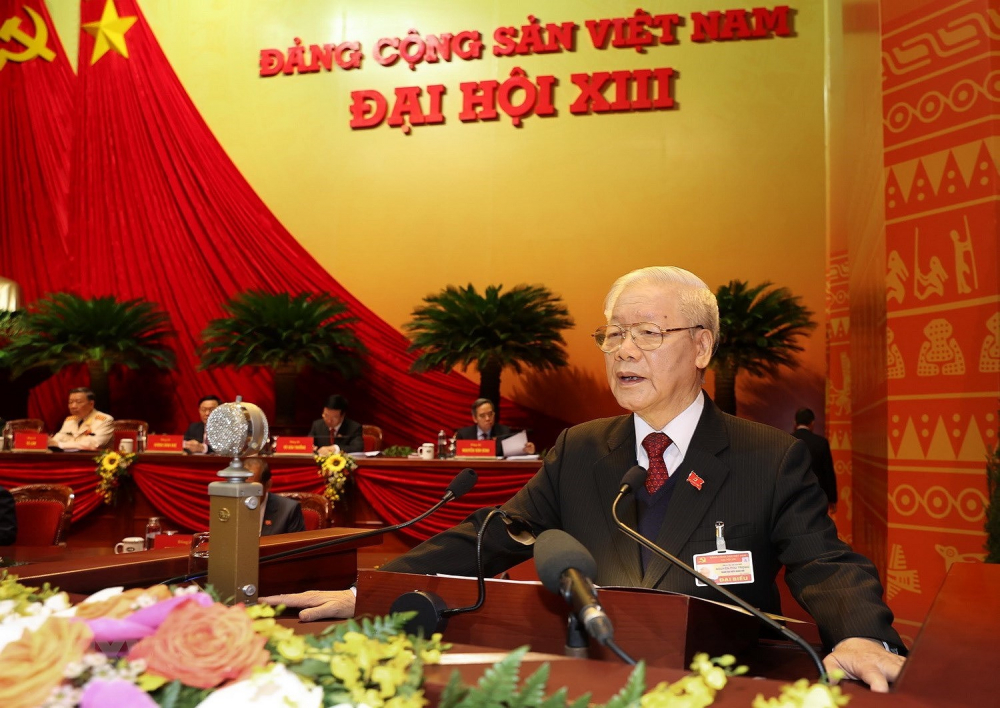 Tổng Bí thư, Chủ tịch nước Nguyễn Phú Trọng báo cáo tại phiên khai mạc Đại hội