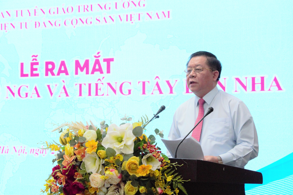 Bí thư Trung ương Đảng, Trưởng Ban Tuyên giáo Trung ương Nguyễn Trọng Nghĩa phát biểu tại sự kiện. Ảnh: ĐĂNG PHÁT