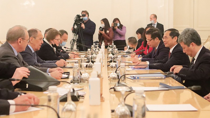 Hội đàm giữa hai Bộ trưởng Ngoại giao Việt Nam, Nga  Ảnh: TTXVN