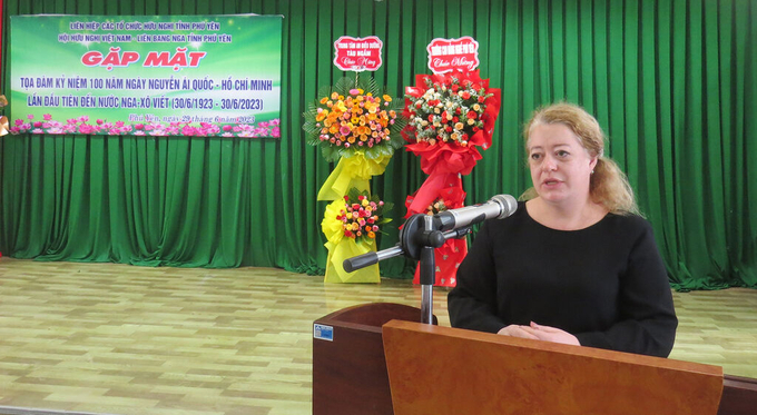 Bà Mizonova Maria, Tổng lãnh sự Nga tại thành phố Đà Nẵng, phát biểu trong cuộc toạ đàm