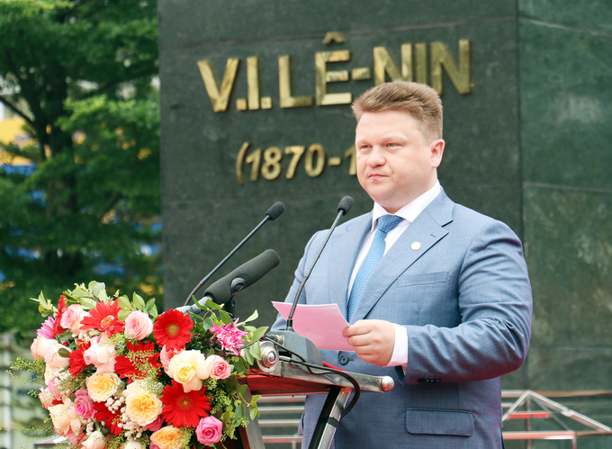 Ông O.V. Kabanov - Phó Chủ tịch Chính phủ tỉnh Ulyanovsk, Đại diện toàn quyền của Thống đốc tỉnh Ulyanovsk trong Chính phủ Liên bang Nga, phát biểu tại buổi lễ khánh thành