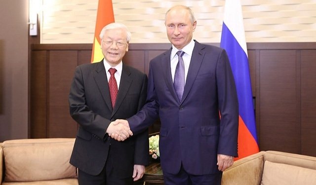 Tổng Bí thư Nguyễn Phú Trọng và Tổng thống Nga V. Putin (tháng 9/2018).  Ảnh: TRÍ DŨNG, TTXVN