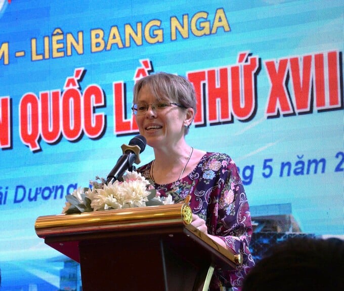 Đại diện Hội Hữu nghị Nga - Việt phát biểu tại Hội nghị giao ban toàn quốc Hội Hữu nghị Việt - Nga