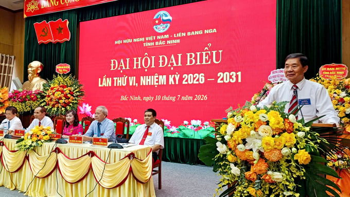 Thiếu tướng Trịnh Quốc Khánh - Phó Chủ tịch thường trực Hội Hữu nghị Việt - Nga (Trung ương) phát biểu tại Đại hội