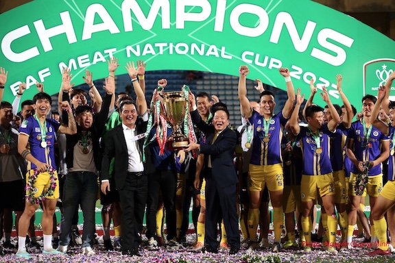 CLB Bóng đá Hà Nội luôn đóng góp cho các đội tuyển quốc gia Việt Nam nhiều cầu thủ trụ cột, góp phần gặt hái vinh quang cho bóng đá nước nhà. Ảnh: T&T