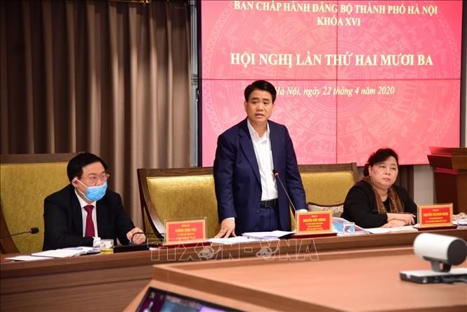 Phó Bí thư Thành ủy, Chủ tịch UBND Thành phố Hà Nội Nguyễn Đức Chung phát biểu. Ảnh: Văn Điệp/TTXVN