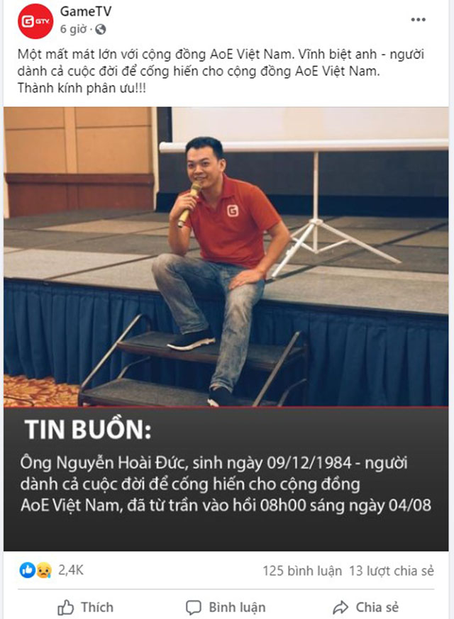 Người truyền lửa của AoE Việt Nam đột ngột qua đời5